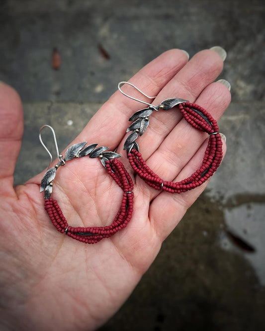 Necha-Custom-Scarlet Wreath Hoops. Down payment.