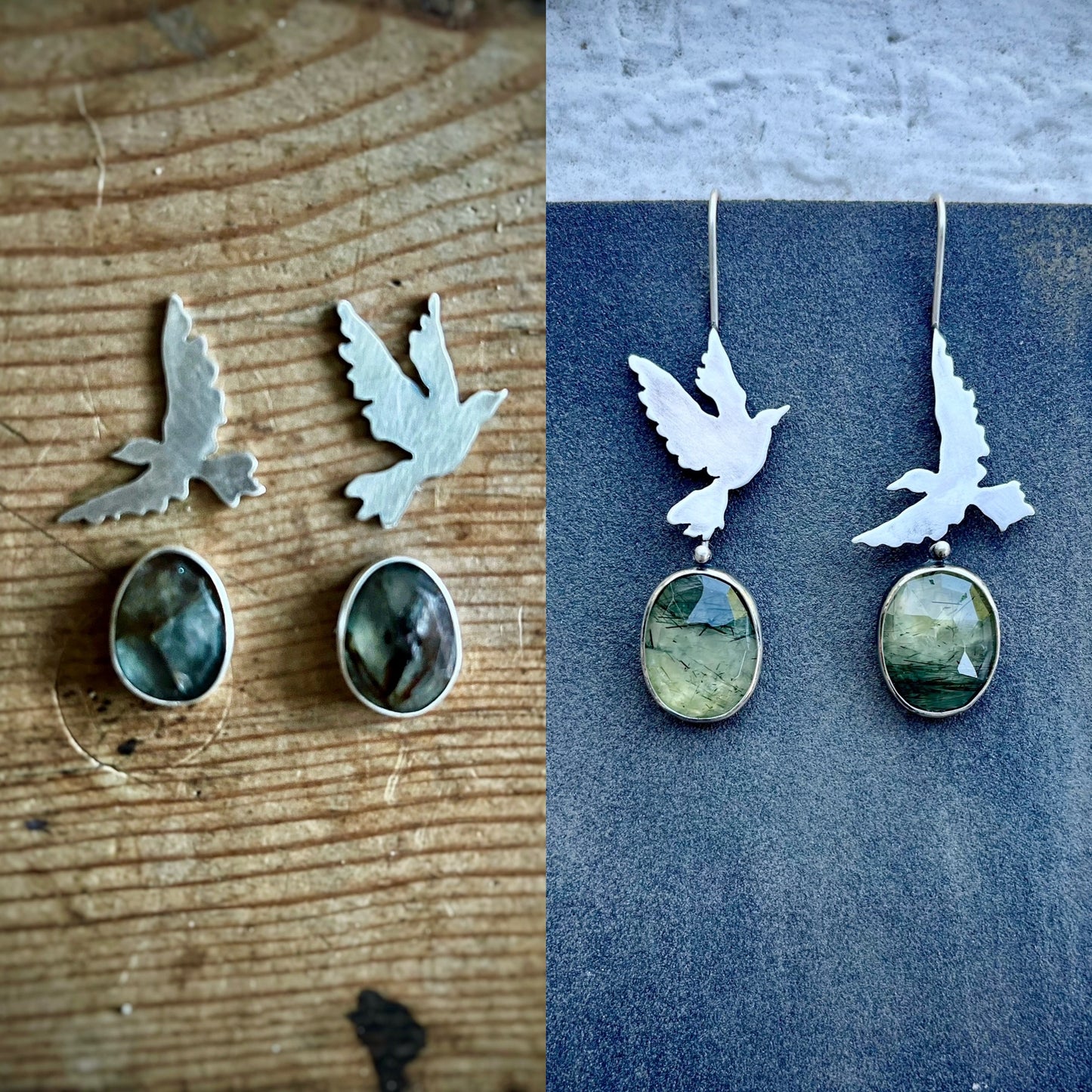 Taking Flight Moss Aquamarine Earrings