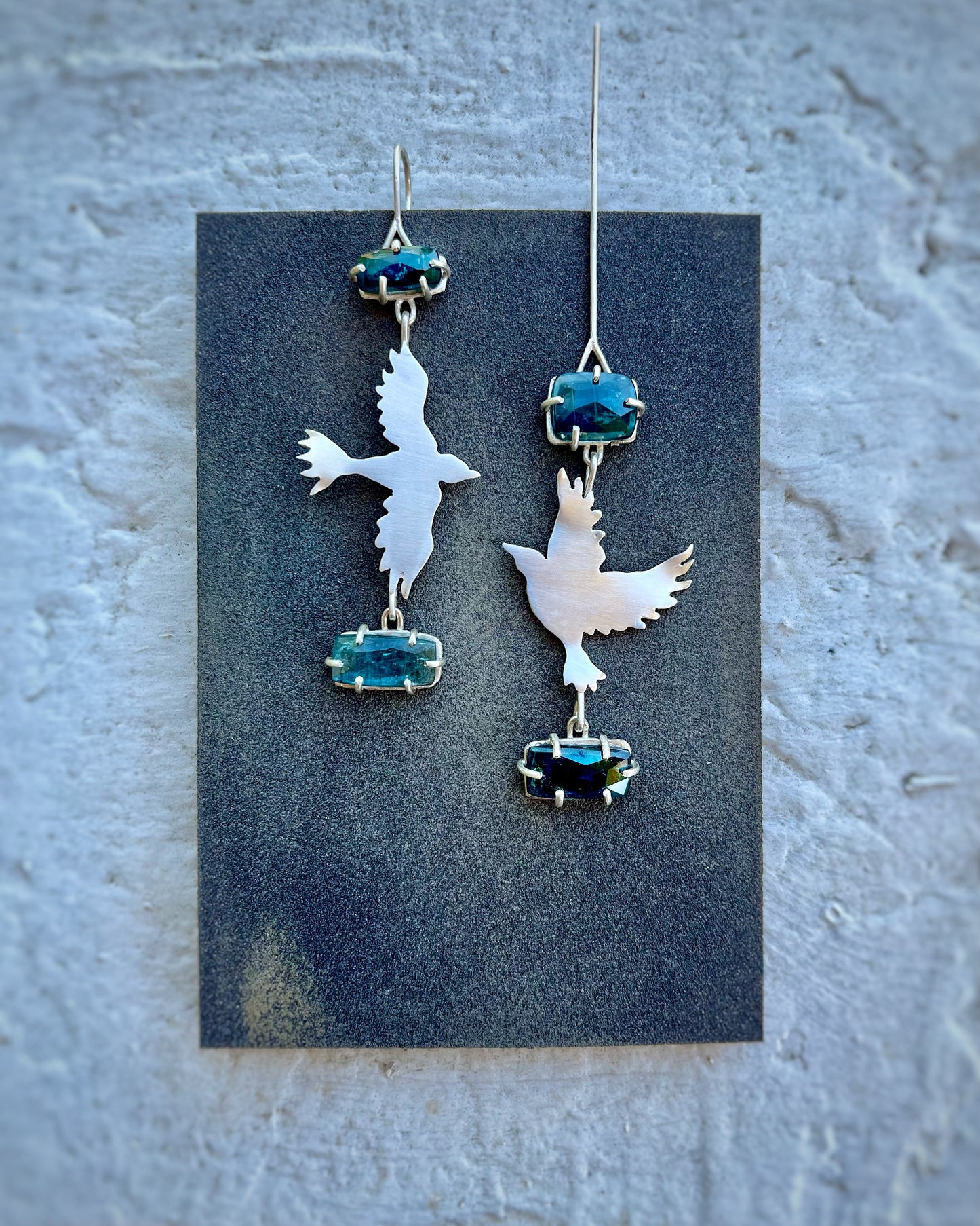 Fly Free - Blue Kyanite Bird Earrings