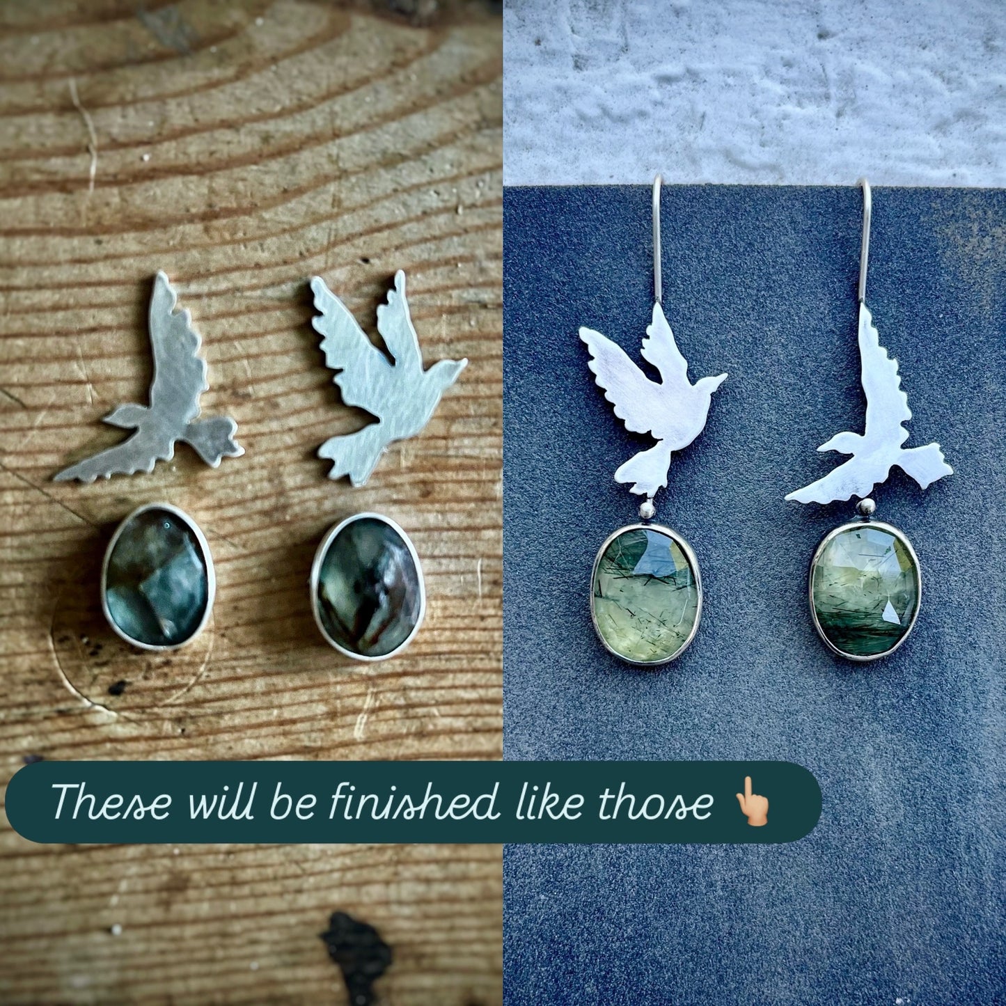 Taking Flight Moss Aquamarine Earrings