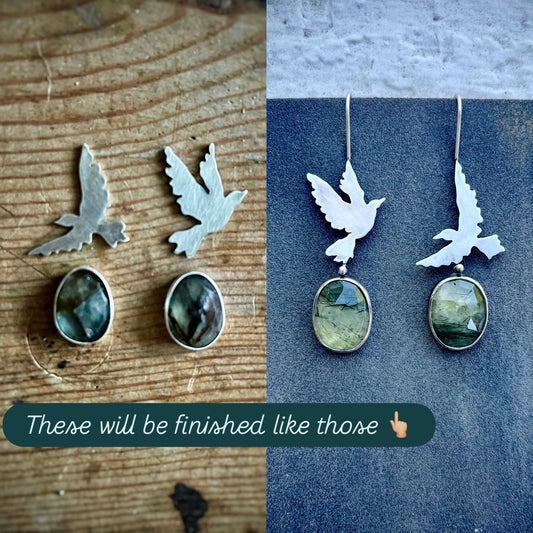 Taking Flight Moss Aquamarine Earrings