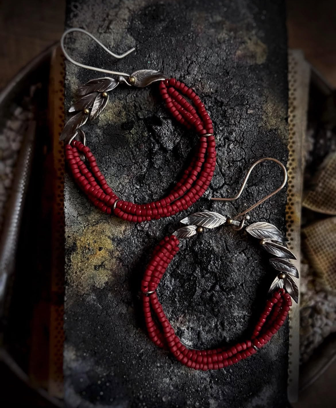 Necha-Custom-Scarlet Wreath Hoops. Down payment.